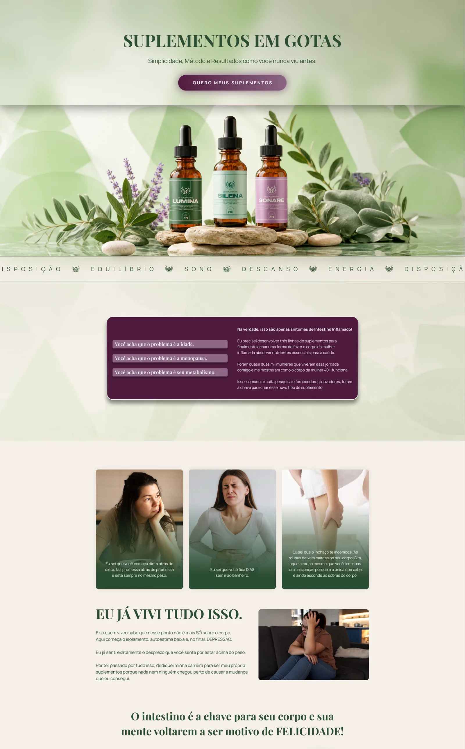 Sales page for the supplement drops