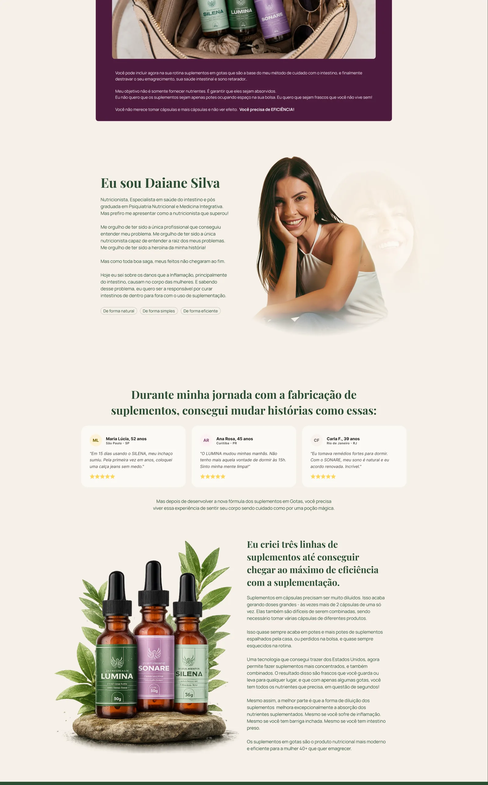 Sales page for the supplement drops