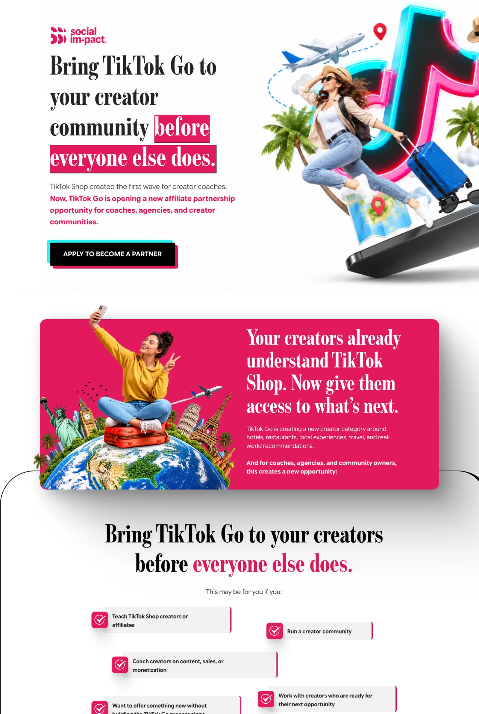 Social Impact GO partner program landing page