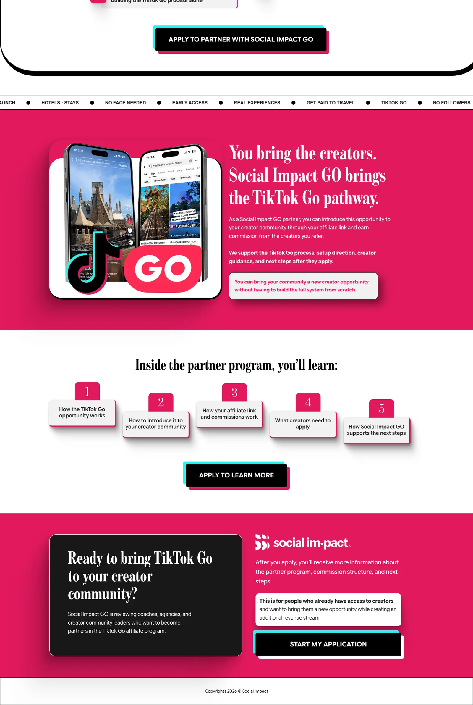 Social Impact GO partner program landing page