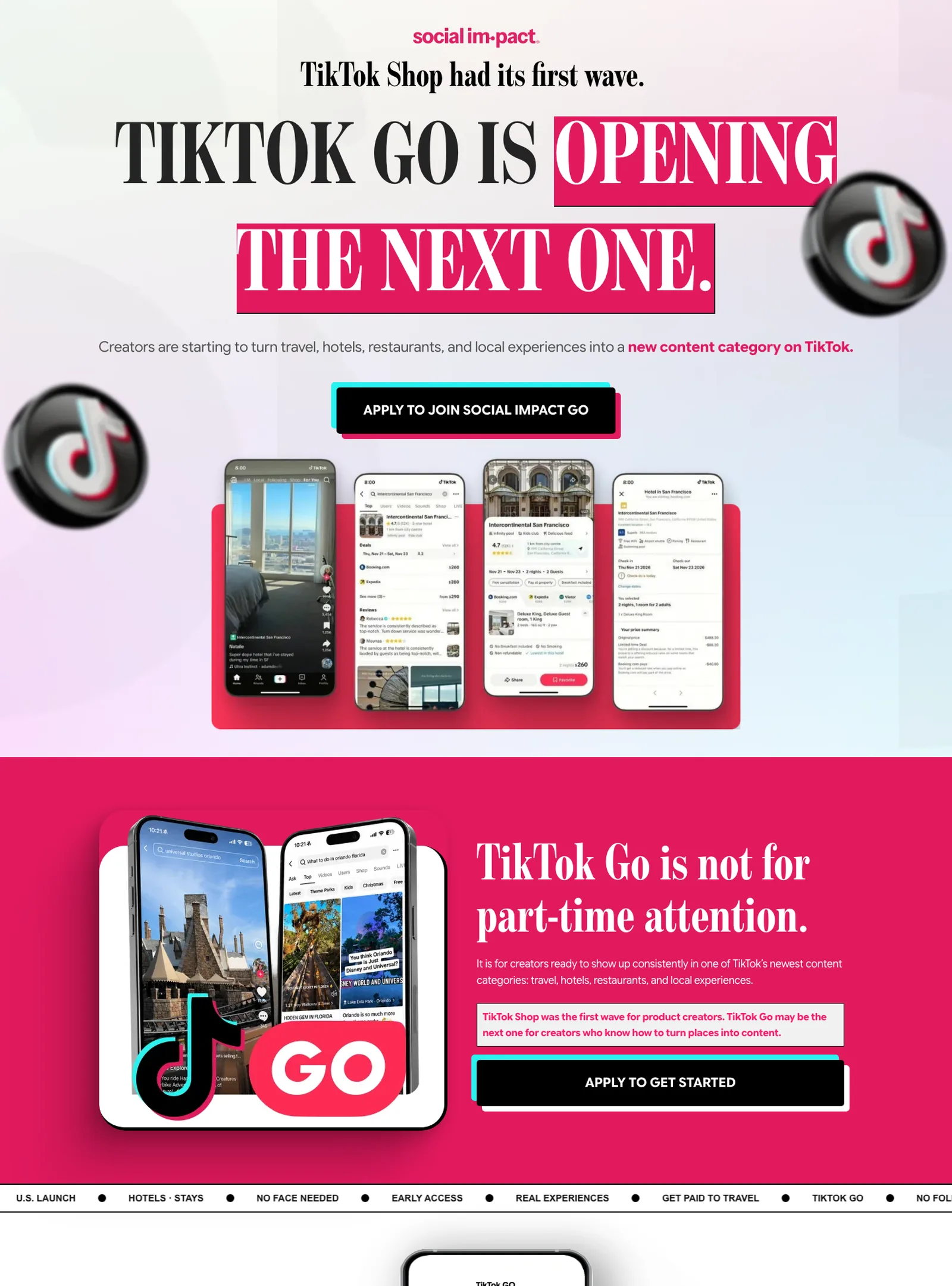 Social Impact GO application page for creators