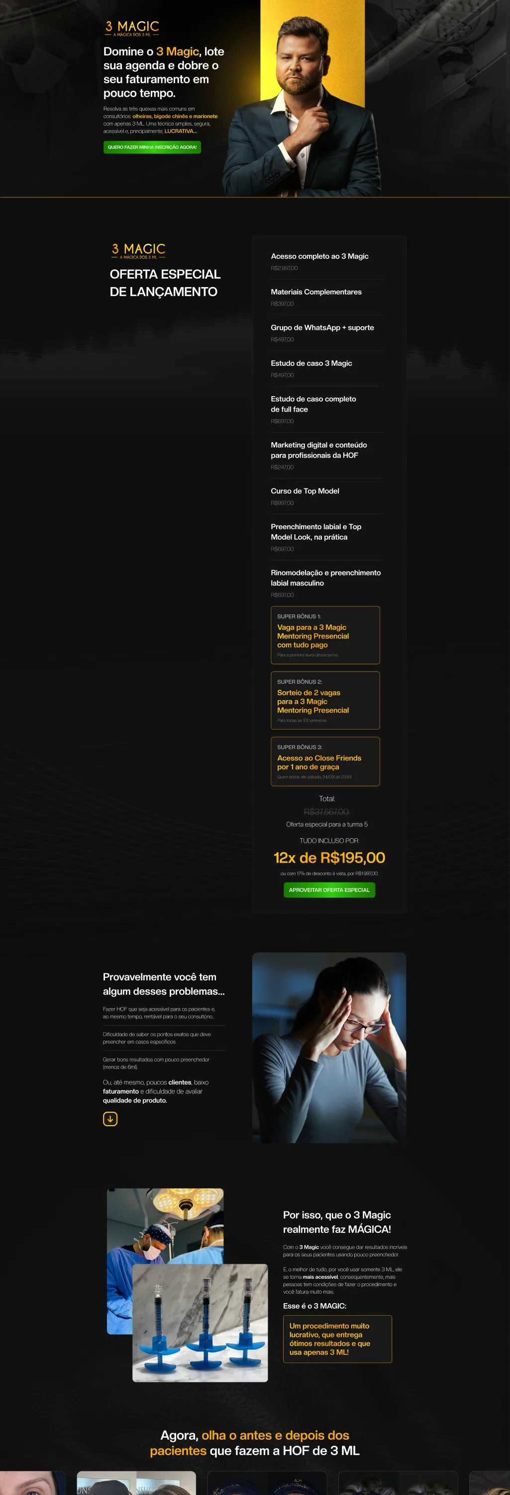 Sales page for the 3 Magic course
