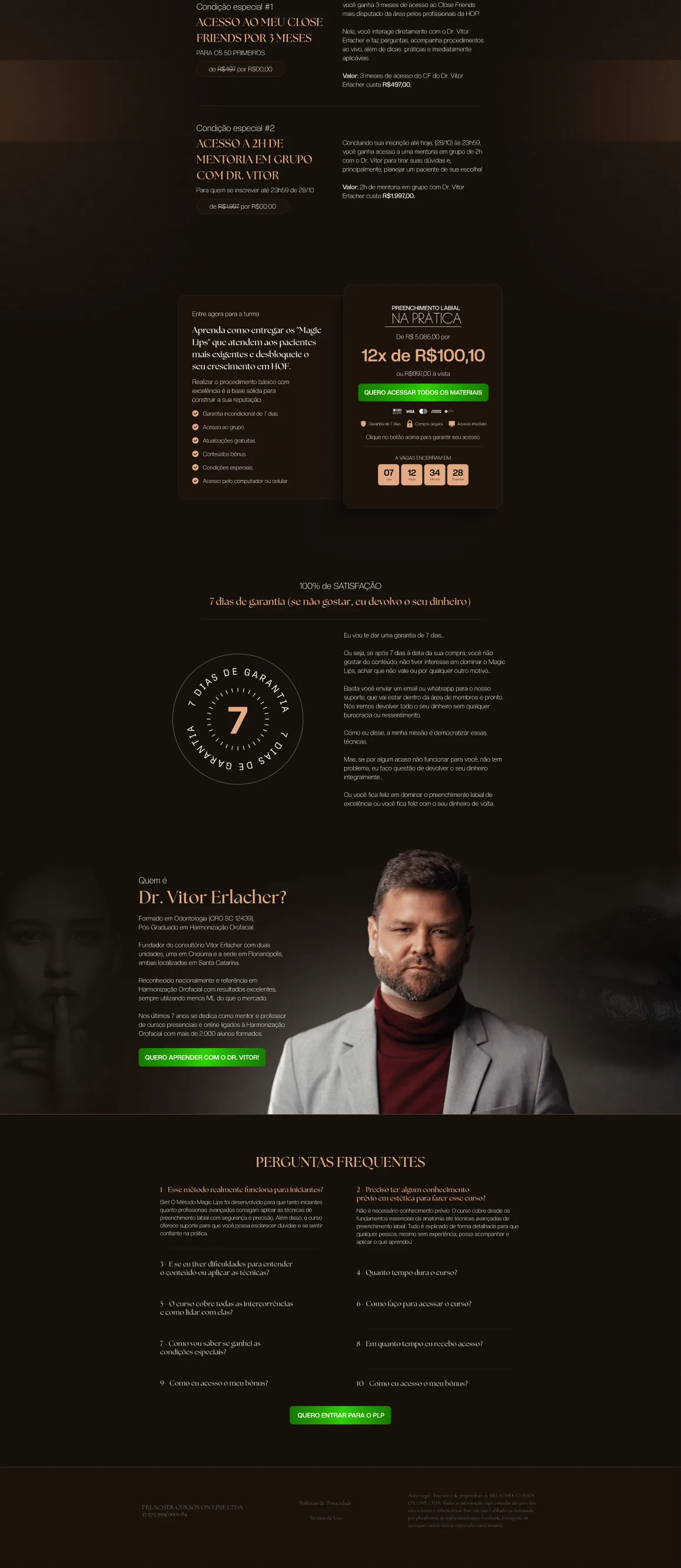 Sales page for the Magic Lips course